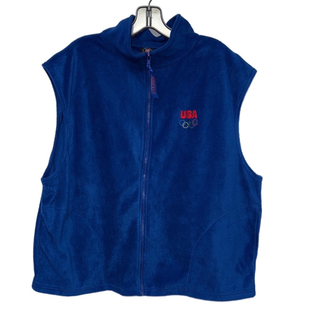 Vintage USA Olympic Committee Blue Fleece Vest XXL Team USA